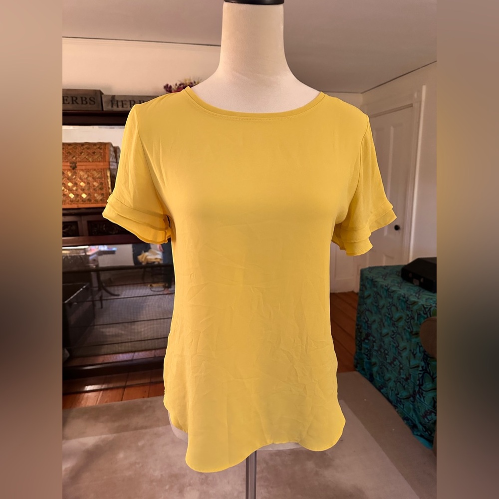 Ann Taylor LOFT Nylon Yellow Blouse, Size S